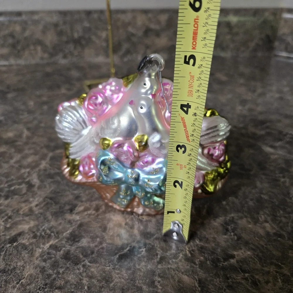 Love‎ Birds Vintage Christmas Ornament Blown Glass Love Doves Rare Retro...